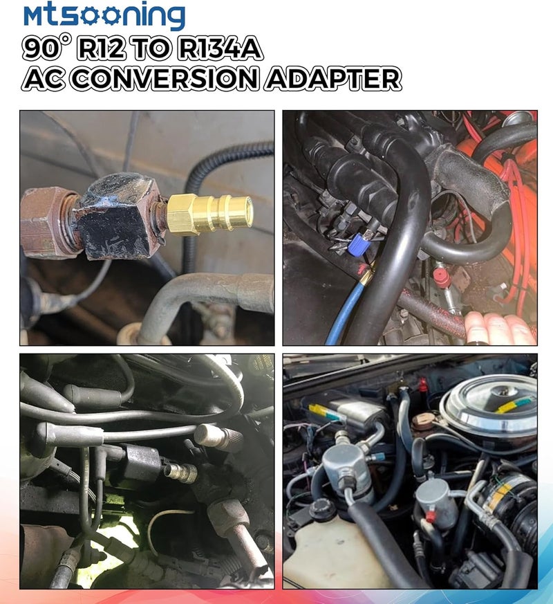 Mtsooning R12 R22 to R134a Conversion Kit, Include 4 PCS High/Low Fitting Port Retrofit 1/4 SAE to 7/16"-20 UNF Conversion Adapter, R22 R134a Valve Cores, A/C Rubber Seals and Valve Core Removal - Image 5